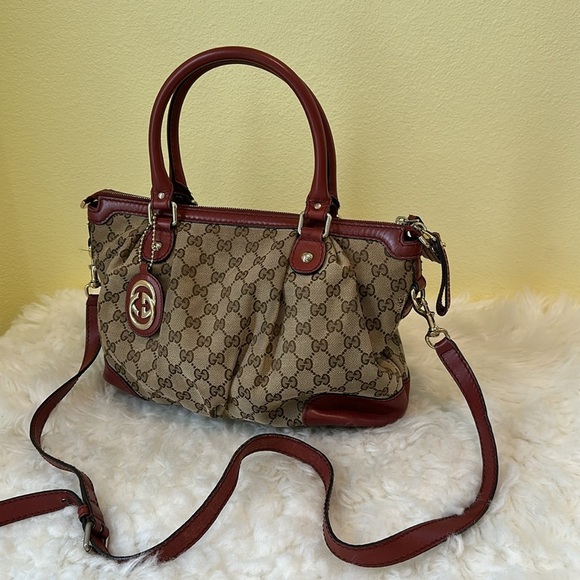 💯Authentic Gucci Canvas Brown and Red Women's Bag🍀 - Picture 6 of 15